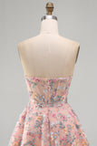 Sweetheart A Line Green Short Corset Homecoming Dress with 3D Flowers
