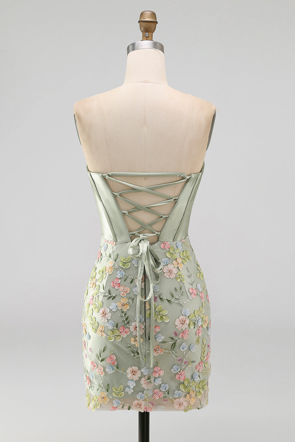 Floral Sweetheart Tight Pink Short Corset Homecoming Dress