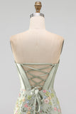 Floral Sweetheart Tight Pink Short Corset Homecoming Dress