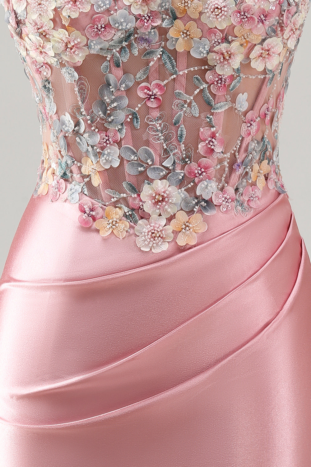 Strapless Tight Blue Ruched Short Corset Homecoming Dress with 3D Flowers