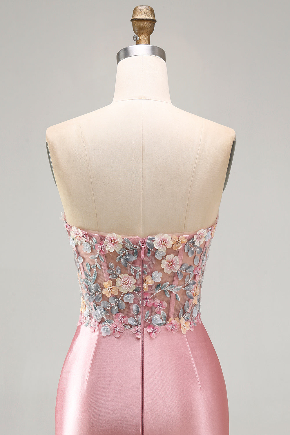 Strapless Tight Blue Ruched Short Corset Homecoming Dress with 3D Flowers