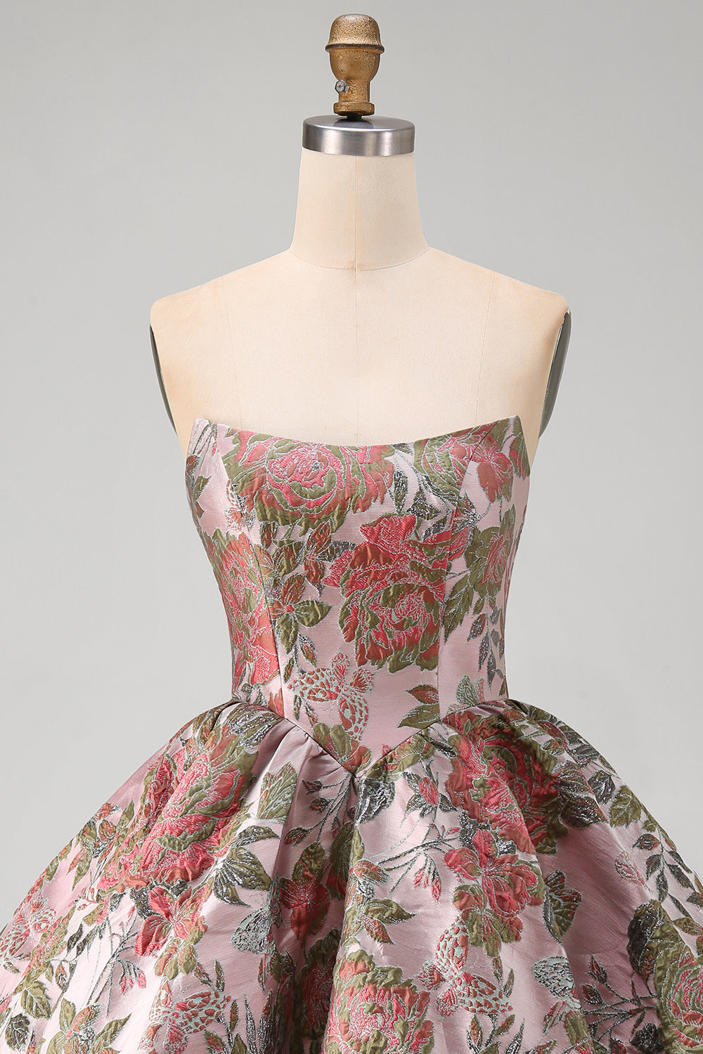 Strapless A Line Jacquard Fuchsia Short Homecoming Dress with Bow