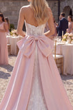 Sparkly White Mermaid Floral Sweep Train Sweetheart Wedding Dress with Cape