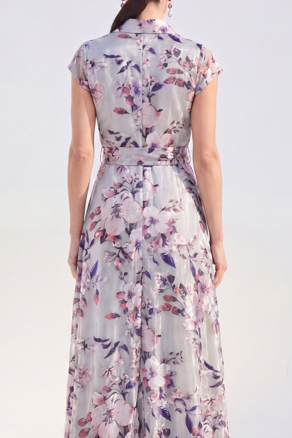 White Long Cap Sleeves A Line Floral Mother of the Bride Dress
