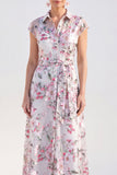 White Long Cap Sleeves A Line Floral Mother of the Bride Dress