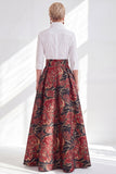 3/4 Sleeves Fuchsia Flower Long A Line Mother of the Bride Dress