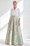 3/4 Sleeves Fuchsia Flower Long A Line Mother of the Bride Dress