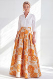 3/4 Sleeves Fuchsia Flower Long A Line Mother of the Bride Dress