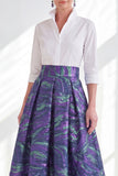 3/4 Sleeves Purple Green Jacquard Long A Line Mother of the Bride Dress