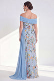 Mermaid Ruffled Green Floral Long Mother of the Bride Dress with Side Cape