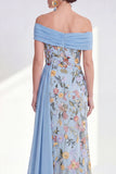Mermaid Ruffled Green Floral Long Mother of the Bride Dress with Side Cape