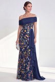 Mermaid Ruffled Green Floral Long Mother of the Bride Dress with Side Cape