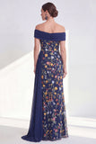 Mermaid Ruffled Green Floral Long Mother of the Bride Dress with Side Cape