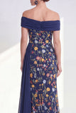 Mermaid Ruffled Green Floral Long Mother of the Bride Dress with Side Cape