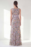Green Ruched Mermaid Floral Long Mother of the Bride Dress with Slit
