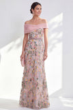 Green Beaded Floral Ruched Long Mother of the Bride Dress