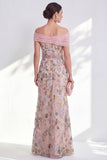 Green Beaded Floral Ruched Long Mother of the Bride Dress