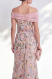 Green Beaded Floral Ruched Long Mother of the Bride Dress