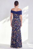 Green Beaded Floral Ruched Long Mother of the Bride Dress