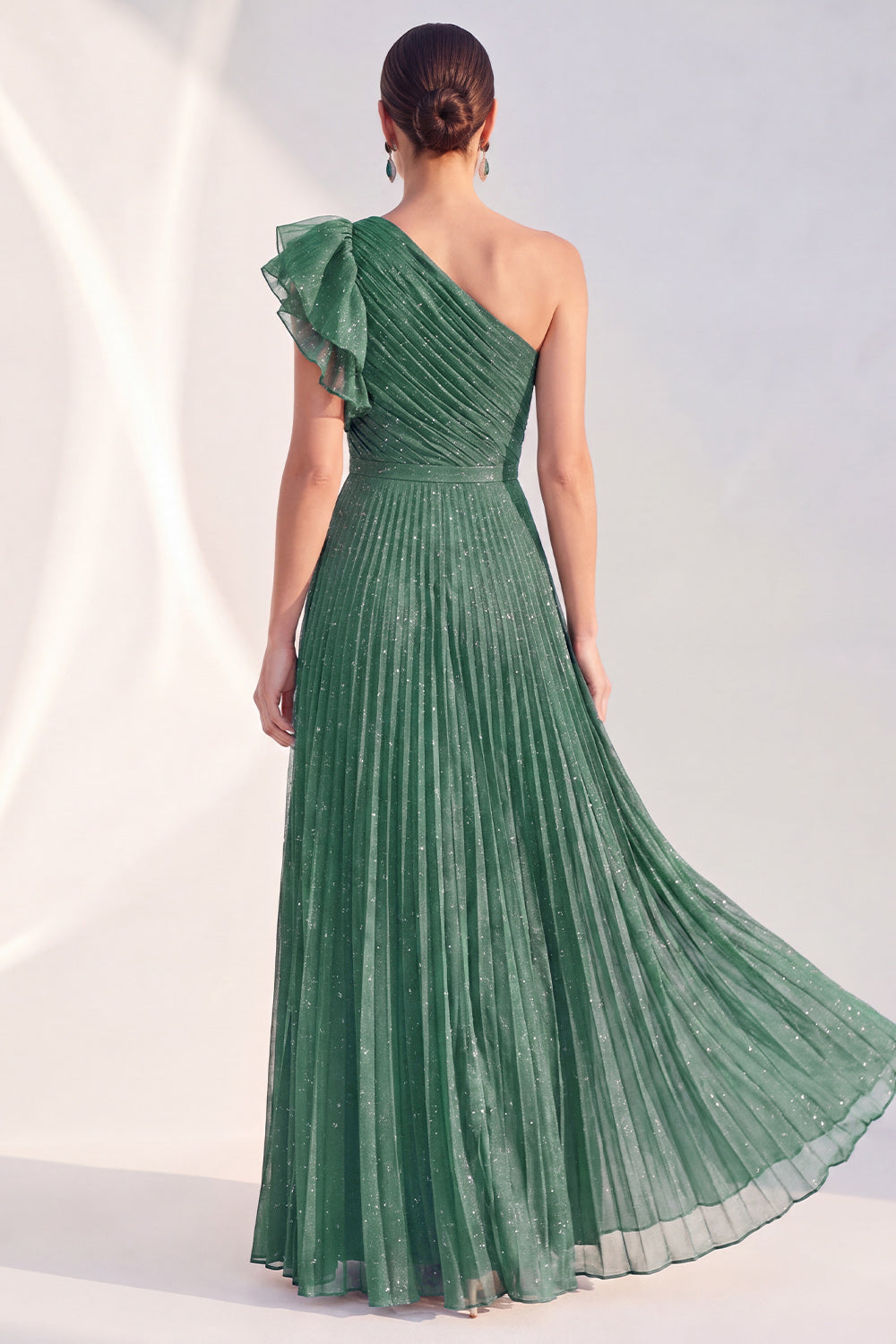 Navy A Line Ruffled Glitter Long Mother of the Bride Dress with Pleats