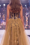 Long Sequin Sparkly Black Golden Floral Corset Mermaid Pageant Dress with Cape