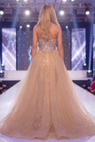 Sparkly Champagne Strapless Corset Mermaid Long Beaded Pageant Dress with Cape