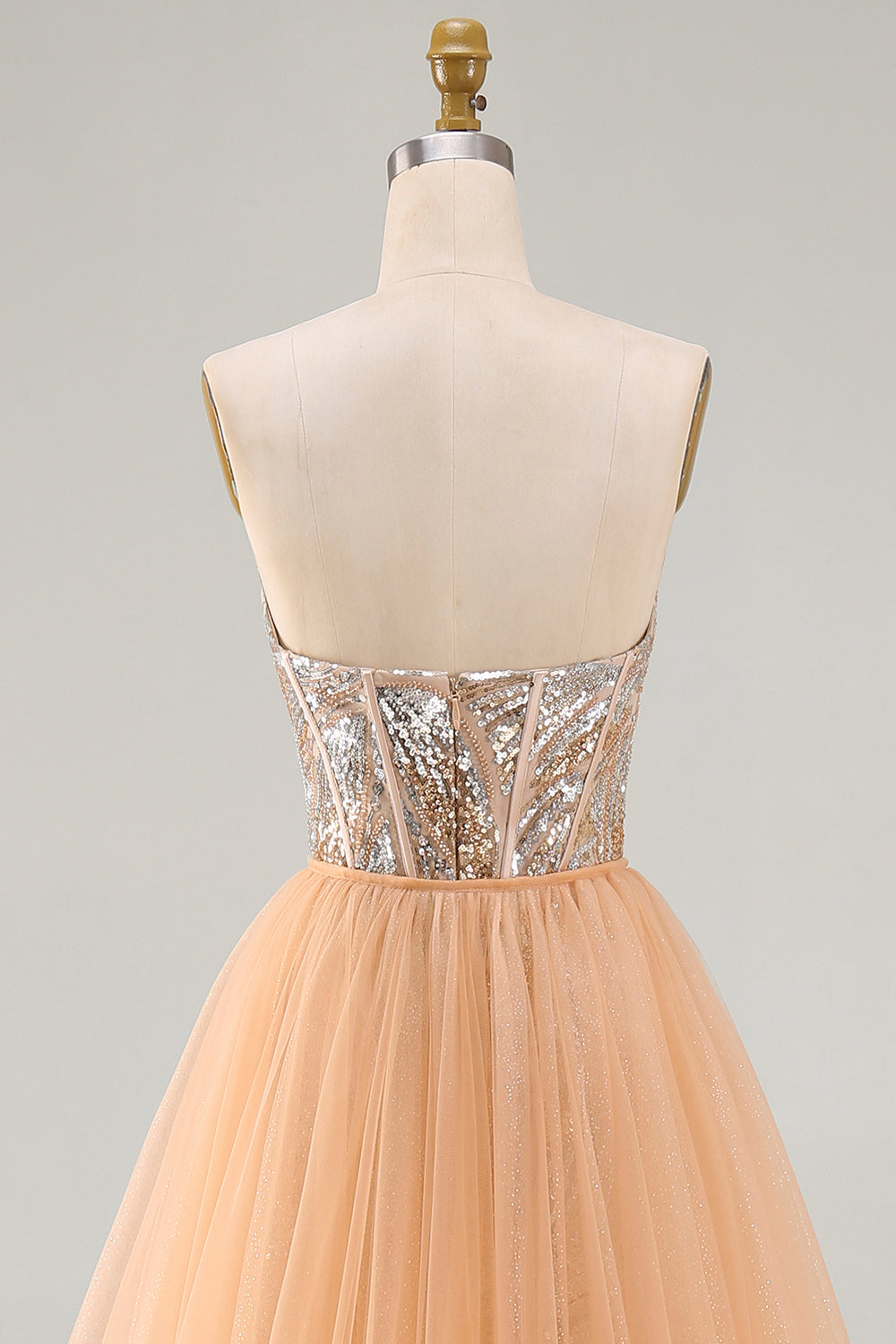 Sparkly Champagne Strapless Corset Mermaid Long Beaded Pageant Dress with Cape