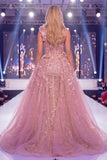 Sparkly Blush Corset Mermaid Long Beaded Floral Pageant Dress with Cape