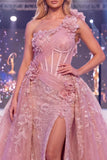 Sparkly Blush Corset Mermaid Long Beaded Floral Pageant Dress with Cape
