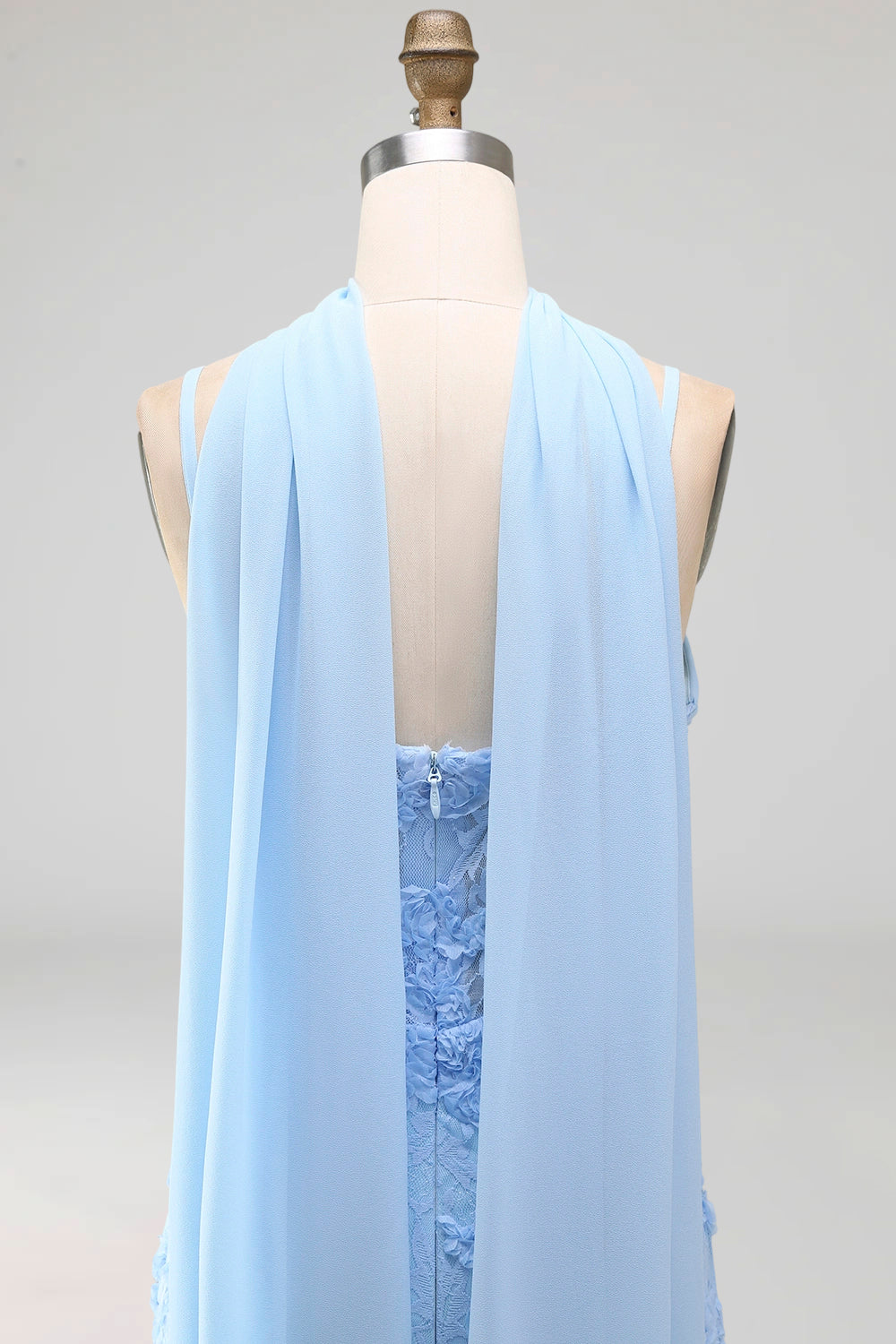 Blue Spaghetti Straps Sheath Floral Maxi Wedding Guest Dress