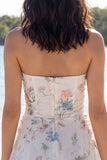 Cut Out Strapless Floral A Line Short Ivory Beach Wedding Dress