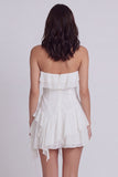 Strapless A Line Short Ivory Beach Wedding Dress with Ruffles