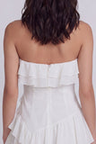 Strapless A Line Short Ivory Beach Wedding Dress with Ruffles