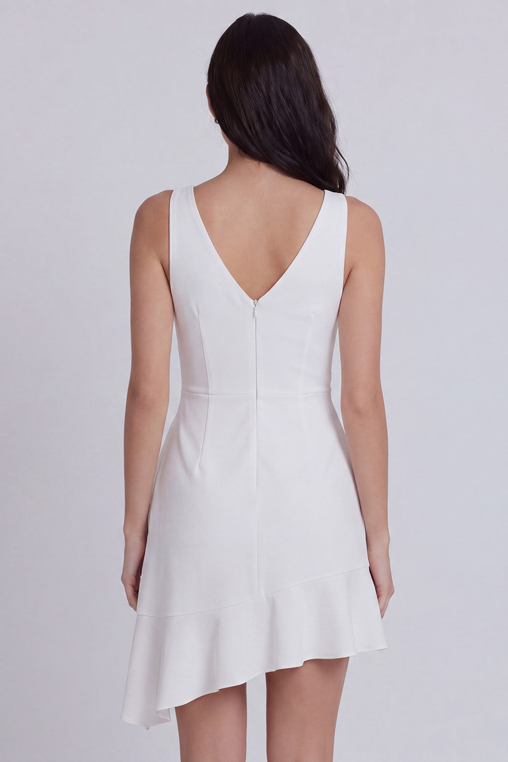 V-Neck Ruched Short Ivory Graduation Dress with Ruffles
