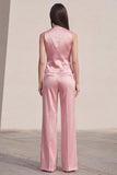 Pink V-Neck 2 Piece Single Breasted Business Suits