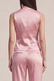 Pink V-Neck 2 Piece Single Breasted Business Suits