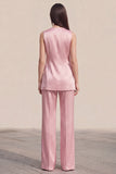 2 Piece Single Breasted Pink V-Neck Business Suits