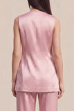 2 Piece Single Breasted Pink V-Neck Business Suits