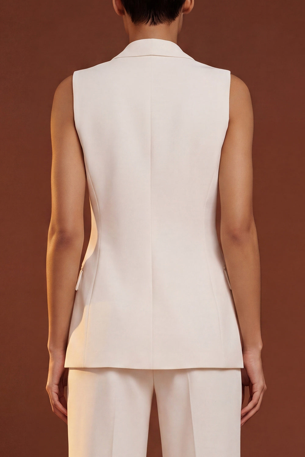 Ivory 2 Piece Single Breasted Shawl Lapel Wide Leg Business Suits