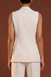 Ivory 2 Piece Single Breasted Shawl Lapel Wide Leg Business Suits