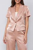Dusty Rose Peak Lapel Short Sleeves Single Breasted 2 Piece Business Suits