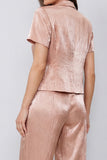 Dusty Rose Peak Lapel Short Sleeves Single Breasted 2 Piece Business Suits