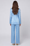 Light Blue 2 Piece Shawl Lapel Long Sleeves Single Breasted Business Suits