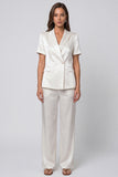 Ivory Peak Lapel 2 Piece Short Sleeves Single Breasted Business Suits