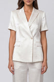 Ivory Peak Lapel 2 Piece Short Sleeves Single Breasted Business Suits
