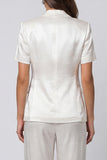 Ivory Peak Lapel 2 Piece Short Sleeves Single Breasted Business Suits
