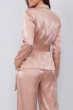 Dusty Rose Peak Lapel Long Sleeves 2 Piece Wide Leg Business Suits