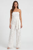 Floral 2 Piece Ivory Notched Lapel Long Sleeves Lace Business Suits