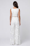 Scoop Floral 2 Piece Ivory Single Breasted Lace Business Suits
