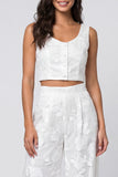 Scoop Floral 2 Piece Ivory Single Breasted Lace Business Suits